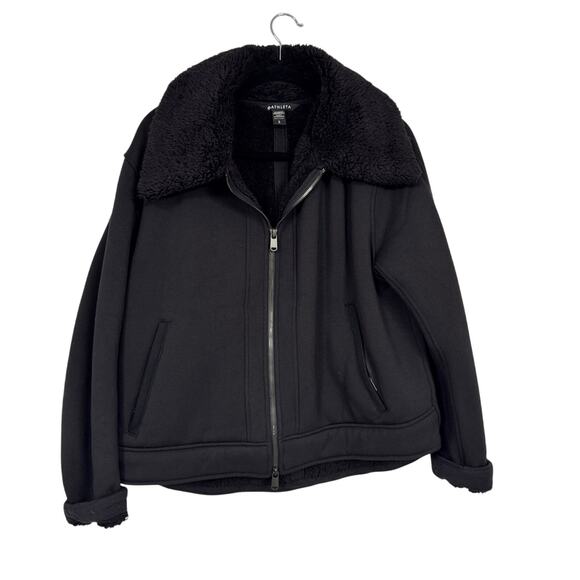 Athleta Black Westbound Sherpa Lined Jacket Womens L Classic Warm Coat Fall